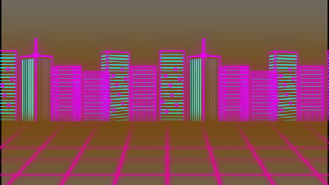 Animation-Einer-Stadtlandschaft-über-Einem-Gitter-Metaverse-Hintergrund
