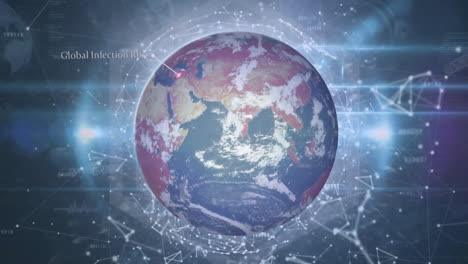 Animation-Eines-Globus-Mit-Datenverarbeitung-Und-Verbindungsnetzwerk-Auf-Schwarzem-Hintergrund