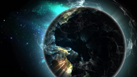 Animation-Des-Globus-Mit-Netzwerk-Von-Verbindungen-Auf-Schwarzem-Hintergrund