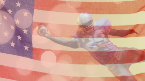 Animación-De-Un-Jugador-De-Fútbol-Americano-Afroamericano-Con-Pelota-Y-Bandera-De-Estados-Unidos