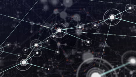Animation-of-network-of-connections-and-molecules-on-dark-background