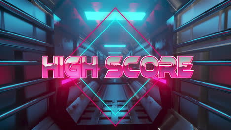 Animation-of-high-score-text-over-digital-tunnel