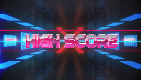 Animation-of-high-score-text-over-neon-tunnel