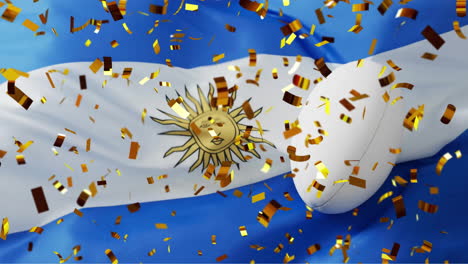 Animation-Von-Konfetti-über-Weißem-Rugbyball-Und-Flagge-Argentiniens