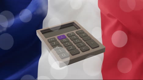 Animation-Eines-Rechners-über-Der-Flagge-Frankreichs