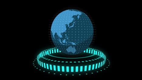Animation-Des-Globus-Mit-Datenverarbeitung-Auf-Dunklem-Hintergrund