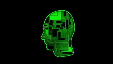 Animation-of-data-processing-over-human-head-with-computer-circuit-board-on-black-background