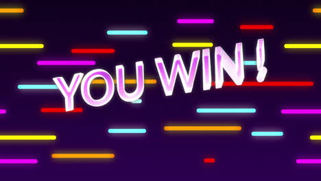 Animation-Des-„You-Win“-Textes-In-Leuchtendem-Weiß-Und-Lila-über-Neonlinien-Auf-Dunklem-Hintergrund