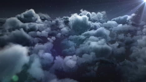 Animation-Von-Wolken-Und-Flecken-über-Einem-Schwarzen-Himmel