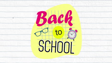 Animation-of-back-to-school-text-on-white-background