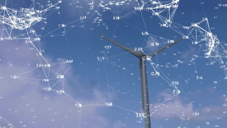 Animation-Des-Netzwerks-Von-Verbindungen-Mit-Der-Datenverarbeitung-über-Einer-Windkraftanlage