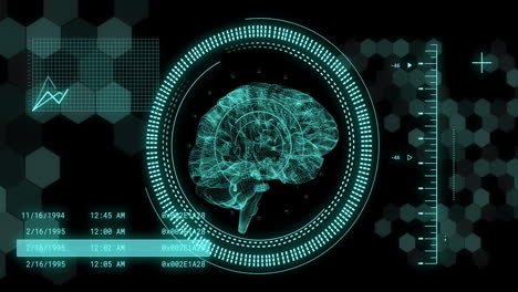 Animation-Des-Menschlichen-Gehirns-Und-Der-Digitalen-Datenverarbeitung-Auf-Schwarzem-Hintergrund