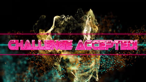 Animation-of-challenge-accepted-text-over-spots-on-black-background
