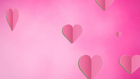 Animation-Fallender-Rosa-Herzen-Auf-Rosa-Hintergrund
