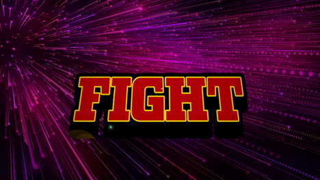 Animation-of-fight-text-over-glowing-pink-light-trails-background
