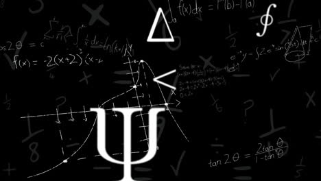 Animation-Mathematischer-Gleichungen-Und-Symbole-Auf-Schwarzem-Hintergrund