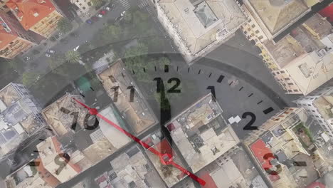 Animation-Einer-Sich-Bewegenden-Uhr-über-Dem-Stadtbild