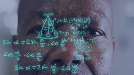 Animation-Der-Mathematischen-Digitalen-Datenverarbeitung-über-Einem-Afroamerikanischen-Mann