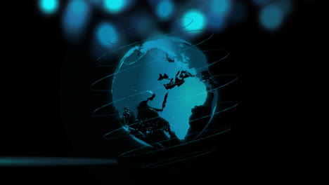 Animation-Der-Digitalen-Datenverarbeitung-Und-Des-Globus-Auf-Schwarzem-Hintergrund