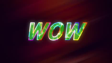 Animation-of-wow-text-over-light-trails-background