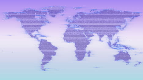 Animación-De-Interferencia-Y-Mapa-Mundial-Sobre-Fondo-Azul