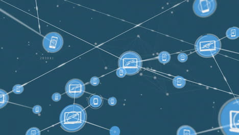Animation-of-network-of-connections-with-devices-icons-over-blue-background