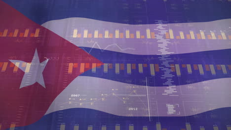 Animation-Der-Verarbeitung-Finanzieller-Daten-über-Der-Flagge-Kubas