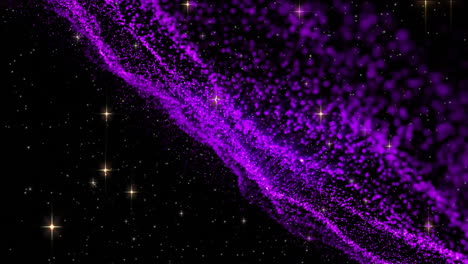 Animation-of-stars-and-purple-spots-on-black-background