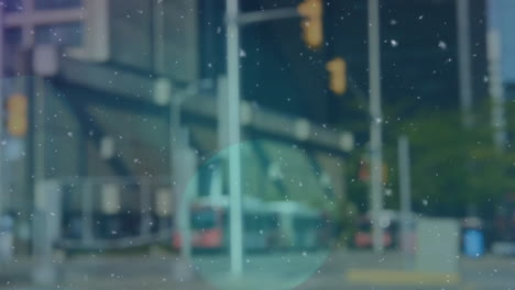 Animation-of-snow-falling-over-cityscape