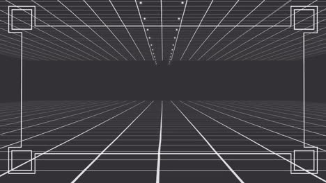 Animation-Von-Weißem-Rahmen-Und-Linien-Mit-Kopierraum-Auf-Schwarzem-Hintergrund