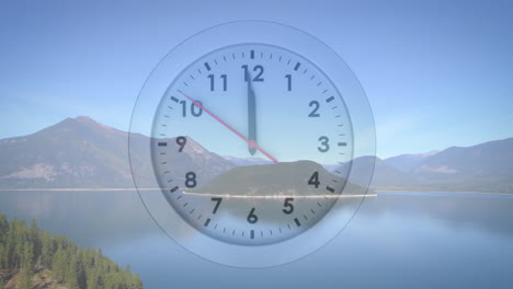 Animation-of-moving-clock-over-landscape