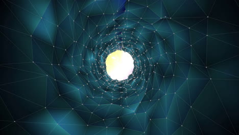 Animation-Eines-Dunklen-Tunnels-Mit-Einem-Netzwerk-Von-Verbindungen-Zu-Sich-Bewegenden-Farbigen-Lichtern