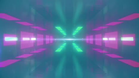 Animation-Von-Lichtpunkten-über-Einem-Farbenfrohen-Digitalen-Tunnel