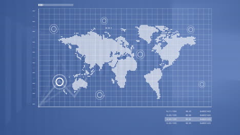 Animación-De-Estadísticas-Y-Procesamiento-De-Datos-Digitales-Sobre-El-Mapa-Mundial-Sobre-Fondo-Azul