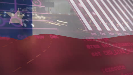 Animation-Der-Finanzdatenverarbeitung-über-Der-Flagge-Chiles