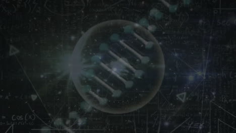 Animation-Von-DNA-Strängen-Und-Lichtpunkten-über-Mathematischen-Gleichungen