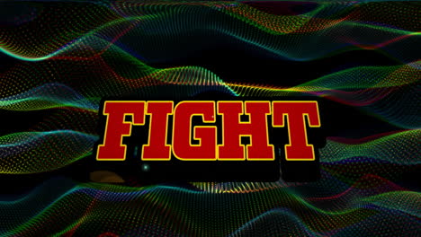 Animation-of-fight-text-over-glowing-light-trails-background