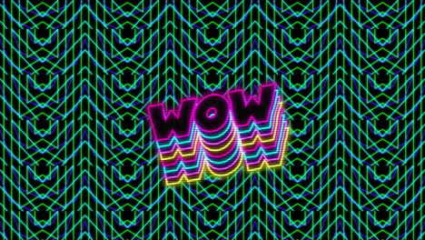 Animation-of-wow-text-over-kaleidoscope-background