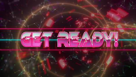Animation-Des-„Get-Ready“-Textes-über-Neonfarbenem-Musterhintergrund