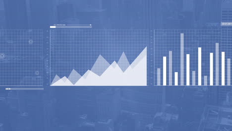 Animation-Von-Statistiken-Und-Digitaler-Datenverarbeitung-Auf-Blauem-Hintergrund