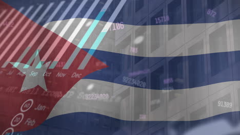 Animation-Der-Verarbeitung-Finanzieller-Daten-über-Der-Flagge-Kubas