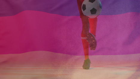 Animation-Der-Flagge-Deutschlands-über-Einem-Afroamerikanischen-Footballspieler-Mit-Ball