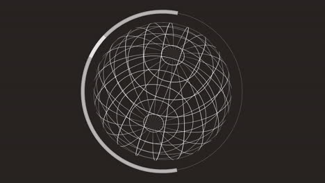 Animation-Von-Weißen-Kreisen-Und-Einem-Globus,-Der-Sich-Auf-Schwarzem-Hintergrund-Bewegt