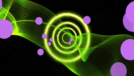 Animation-of-scope-scanning-and-purple-spots-of-light-on-black-background