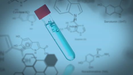 Animation-of-chemical-formula-over-test-tube-with-liquid