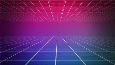 Animation-of-white-lines-with-copy-space-on-purple-background