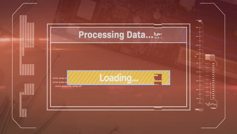 Animation-of-data-processing-and-loading-bar-over-computing-board
