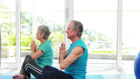 Älteres-Paar-Macht-Yoga