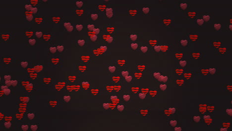 Animation-Von-Roten-Herzen,-Die-Auf-Schwarzem-Hintergrund-Schweben