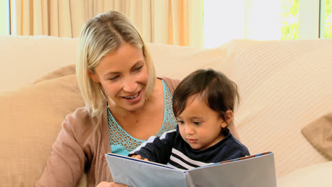 A-mother-reading-a-book-with-her-son